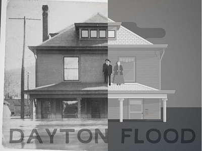 Great Dayton Flood 100 dayton family flood illustration years