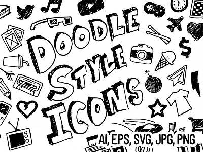 Doodle Style Icon Pack 80s 90s doodle doodle icons eps fun fun icons hand drawn hand drawn icons icon design icon pack icons retro rough social media icons svg svg icons vector vector icons