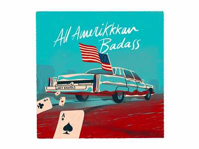 All Amerikkkan Badass album artwork album cover album cover art album covers all amerikkkan badass america american flag car cards desert flying hiphop illustration joey bada$$ joey badass procreate rap retro turquoise usa