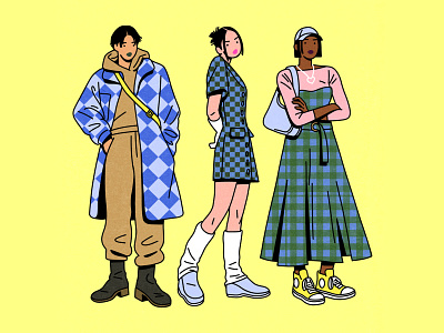 Street style checkers fashion gingham girls illustration korean lookbook looks street street style style tartan