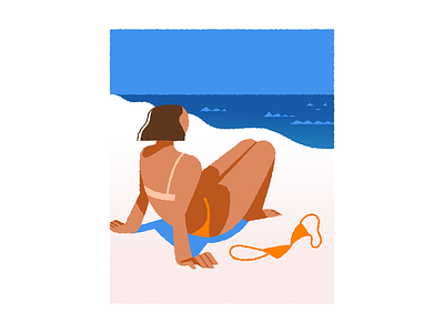 Mediterranean bikini blue girl mediterranean ocean orange sea swimsuit tan woman