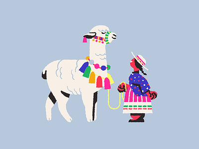 Rainbow Alpaca alpaca girl illustration peru peruvian rainbow wool