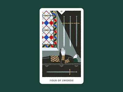 Four of Swords armor card illustration knight playing card stained glass sword tarot tarot card tarot cards tarot deck tarot illustration