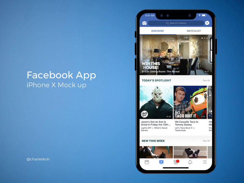 Facebook App Mockup on iPhone X by Charles Koh on Dribbble