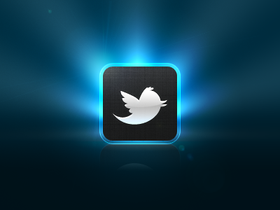 Twitter Icon Concept bird glow icon ios ipad iphone lens flare linen tweet twitter