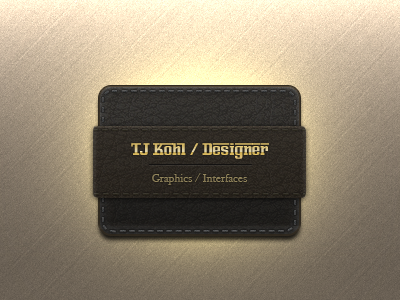 Leather Name Tag card gold leather stitch stitching thread