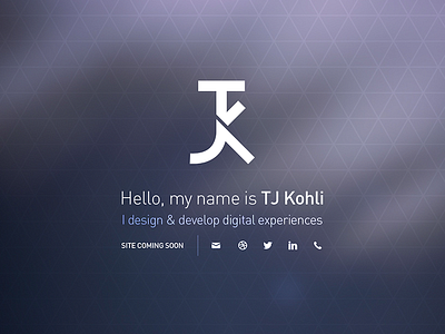 tjkohli.com / draft II branding coming soon kohli logo parallax personal purple social tj triangles ui web