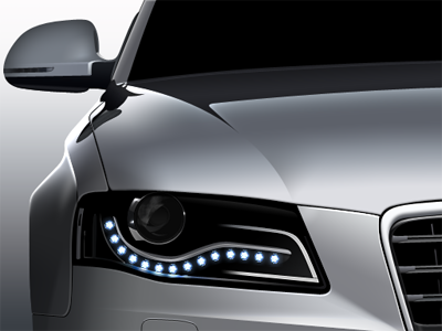 Audi Headlight audi car glossy grille headlight led lighting realistic reflection vector