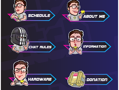 twitch panels design graphic illustration panels twitch vector