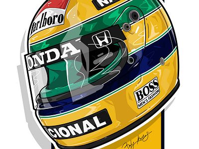 Ayrton Senna helmet illustration
