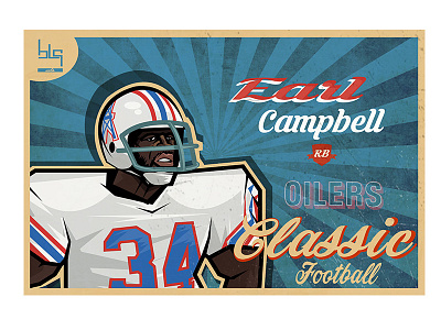 Earl Campbell vintage retro graphic card design art campbell classic design earl football graphic nfl retro sport vector vintage