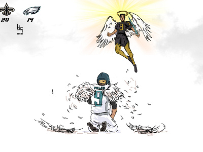 Eagles vs Saints caricatura drawing fanart funny playoff