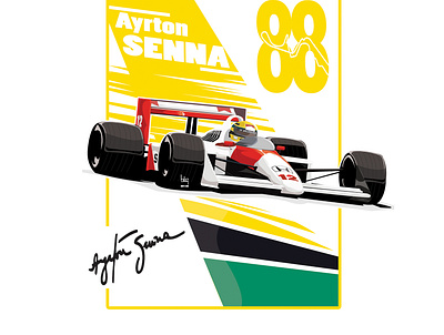 Ayrton Senna art design drawing formula1 illustration vector