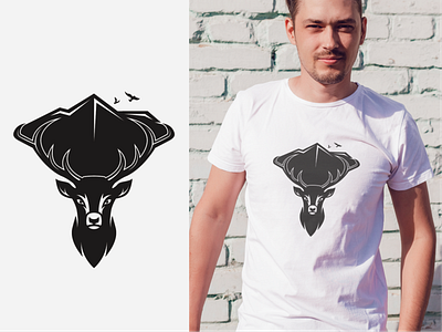 Deer & Mountains T-shirt Design