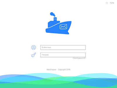 MailShipper - Login scren