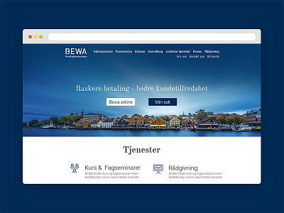 BEWA financial services front-page landing page web design website