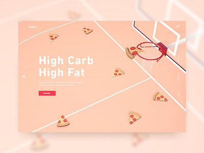 High Carb High Fat 3d basketball c4d design food illustration pizza sport ui uidesign web webdesign