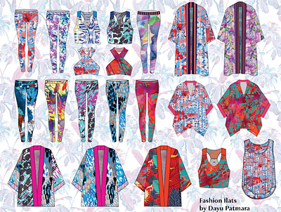 Mix and Match Activewear plus Kimonos design fashiondesign fashionflats illustration technicalsketch