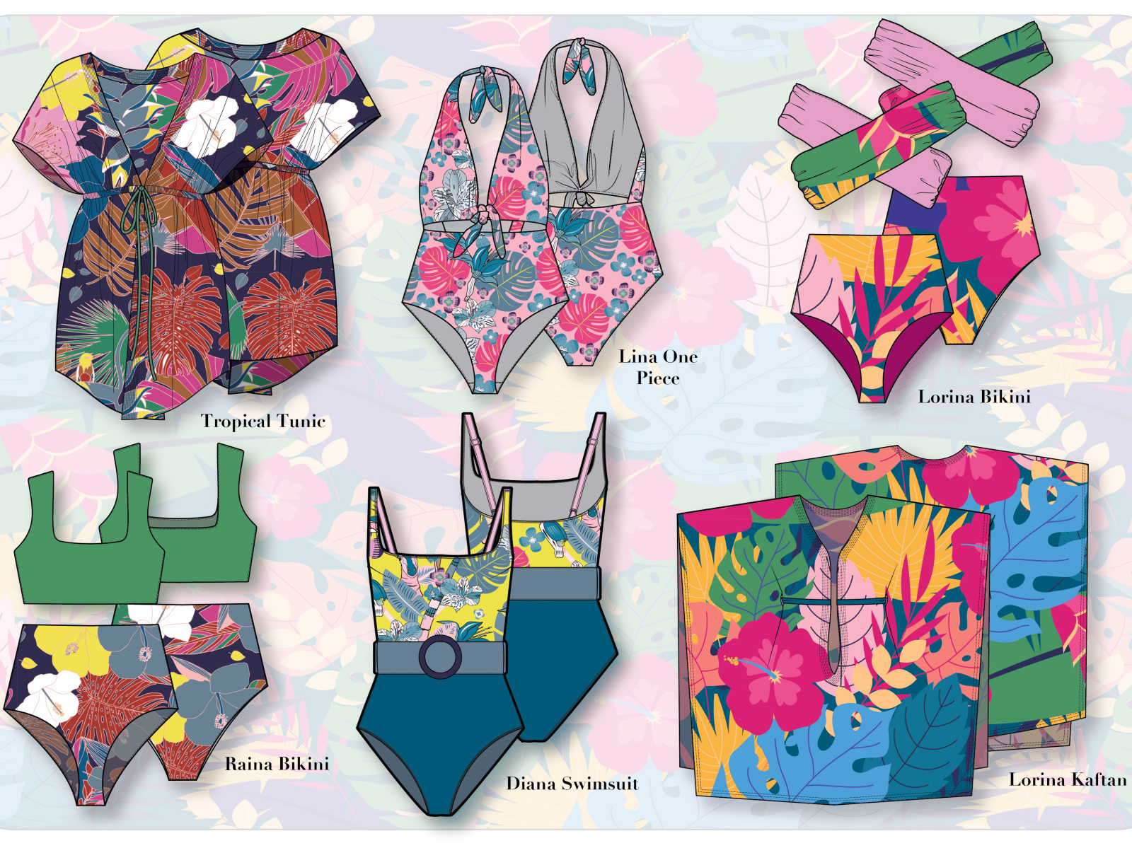 Tropical Paradise Fashion Technical Flats by Dayu Patmara on Dribbble