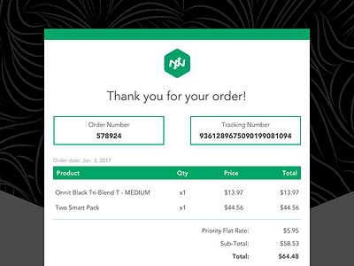 Daily UI - Email Receipt dailyui email receipt onnit