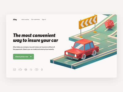 Car Insurance Website Exploration 3d illustration c4d conversion rate optimisation growth header design header exploration header illustration homepage illustration india insurance marketing website minimal saas saas design saas landing page saas website visual design web design website