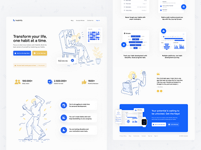 Habitify App Website Design app landing page app web design conversion rate optimisation growth homepage homepage design illustration india landing design landing page landing page design marketing website saas saas design saas landing page saas website visual design web design webflow website