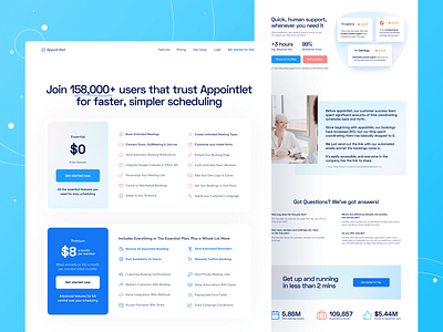 Appointlet: SaaS Pricing Page Design conversion rate optimisation design homepage landing page landing page design marketing site marketing site design marketing website pricing design pricing page saas saas app saas product saas website saas website design web design webflow webflow development website website design