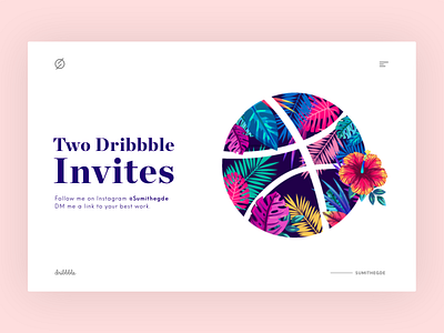 Two Dribbble Invites clean flat interface invitation invite minimal sketch ui ux web web design website