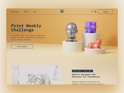 Print Weekly 3d 3d model blender figma homepage landing ui webdesign