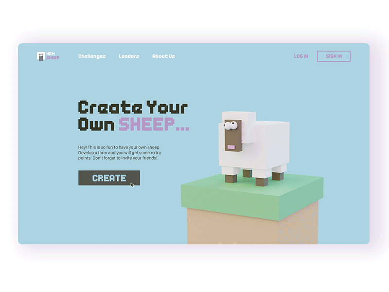 3d Sheep blender 3d blue game design illustraion polygon sheep ui ux webdesign