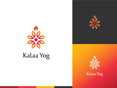 Kalaa Yog Logo branding energy floral gradient identity identity branding logo mark orange peace simple yellow yoga