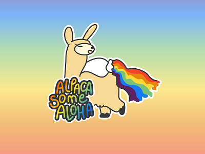 Alpaca Some Aloha hawaii stickers vector