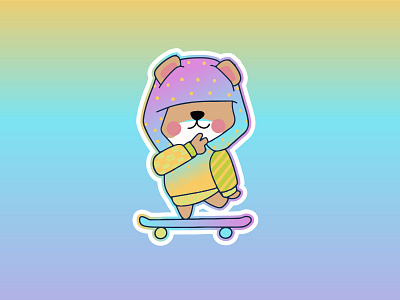 Bear Skate stickers vector