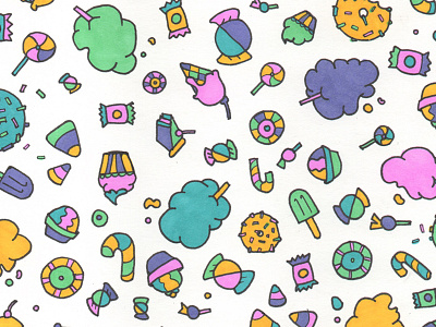 Sweet Tooth Pattern candies colors handdrawn patterns