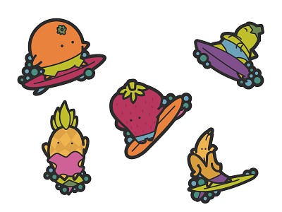 Fruit Stickers customgraphics doodles fruit hawaii stickers surfing vector