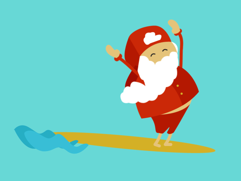 Santa Surf aftereffects animated christmas gif hawaii holidays illustration santa