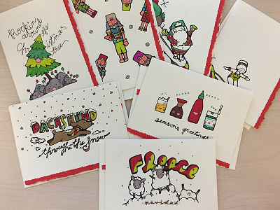 2016 Holiday Card Collection cards christmas greetingcards handrawn hawaii holiday illustrations puns