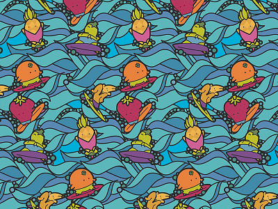 Repeatable Fruits fruits pattern surfing vectorart waves