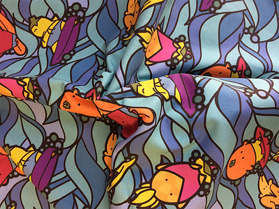 Surfing Fruit Printed Fabric