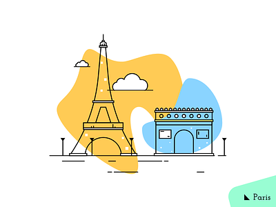 Paris arc de triomphe building cloud colors draw famous france illustration memorial paris place tourist