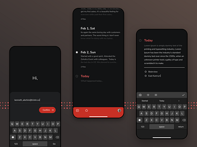 Diary App app application dark design diary home listing mobile mobile ui personal signin singup