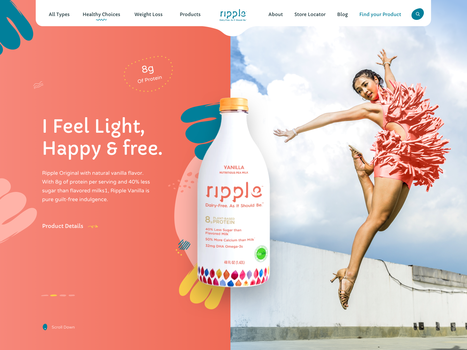 Ripple Design Concept character clean coloful design drink engaging illustration illustrations interactive minimalist modern design palyful patern product design ripple simple ui ux vibrant website