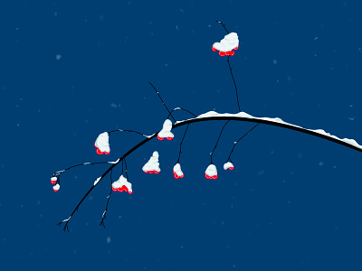 Winter rowan tree adobe illustrator branch flat rowan simple winter