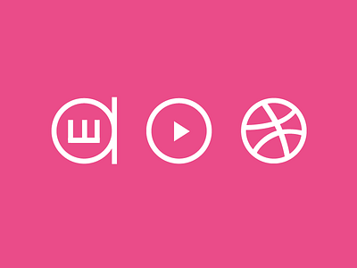 I'm starting to play Dribbble! ball button debut design flat logo minimal pictogram play sign story type
