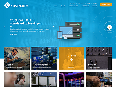 Website for Rovecom ICTS a Dutch IT company blog chat design it navigation responsive services slider team web webdesign website