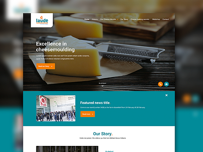 Website design for Laude a company specialized in Cheesemoulds blog cheese gallery history landing products slider web webshop website