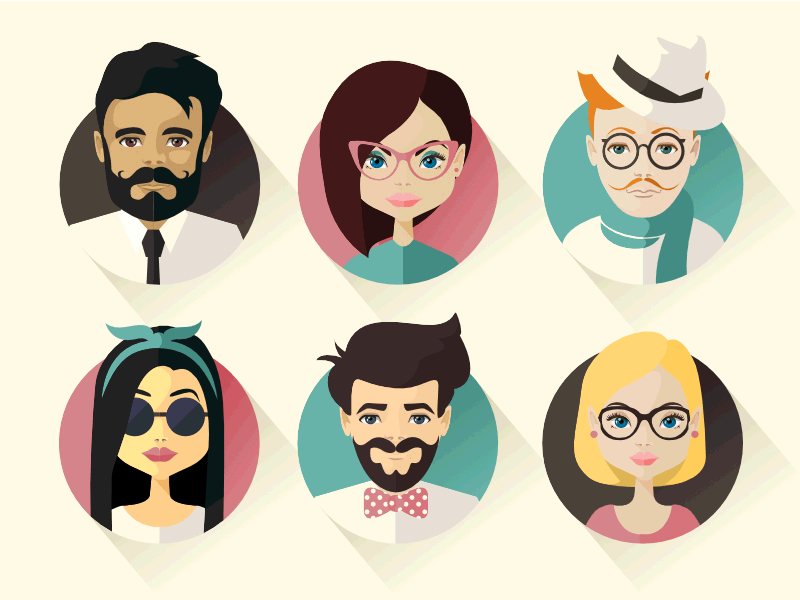 Avatars 01 avatars beard character glasses hipsters illustration people vector