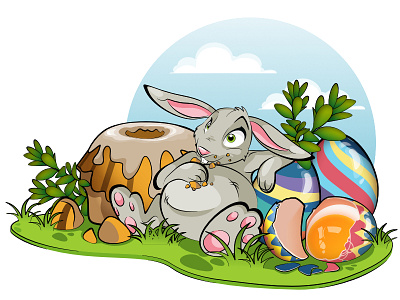 Easter card cake card easter egg eggs illustration rabbit spring vector