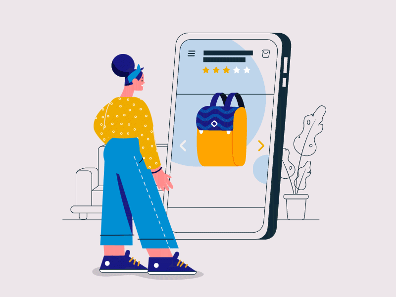 Endless Waiting animation app bag buy character clock clothes design fashion flat gif girl illustration mobile order room seasons shopping waiting woman