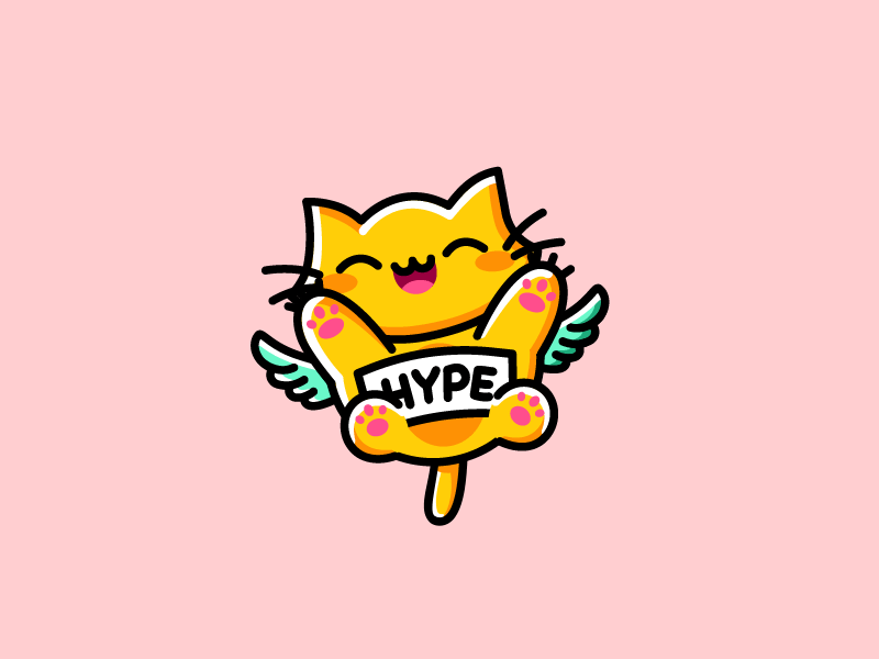 Kitty Angels - Hype 2d animation cat character character design cute design emoji flat fly flying gif happy hype illustration kitty stikers wings